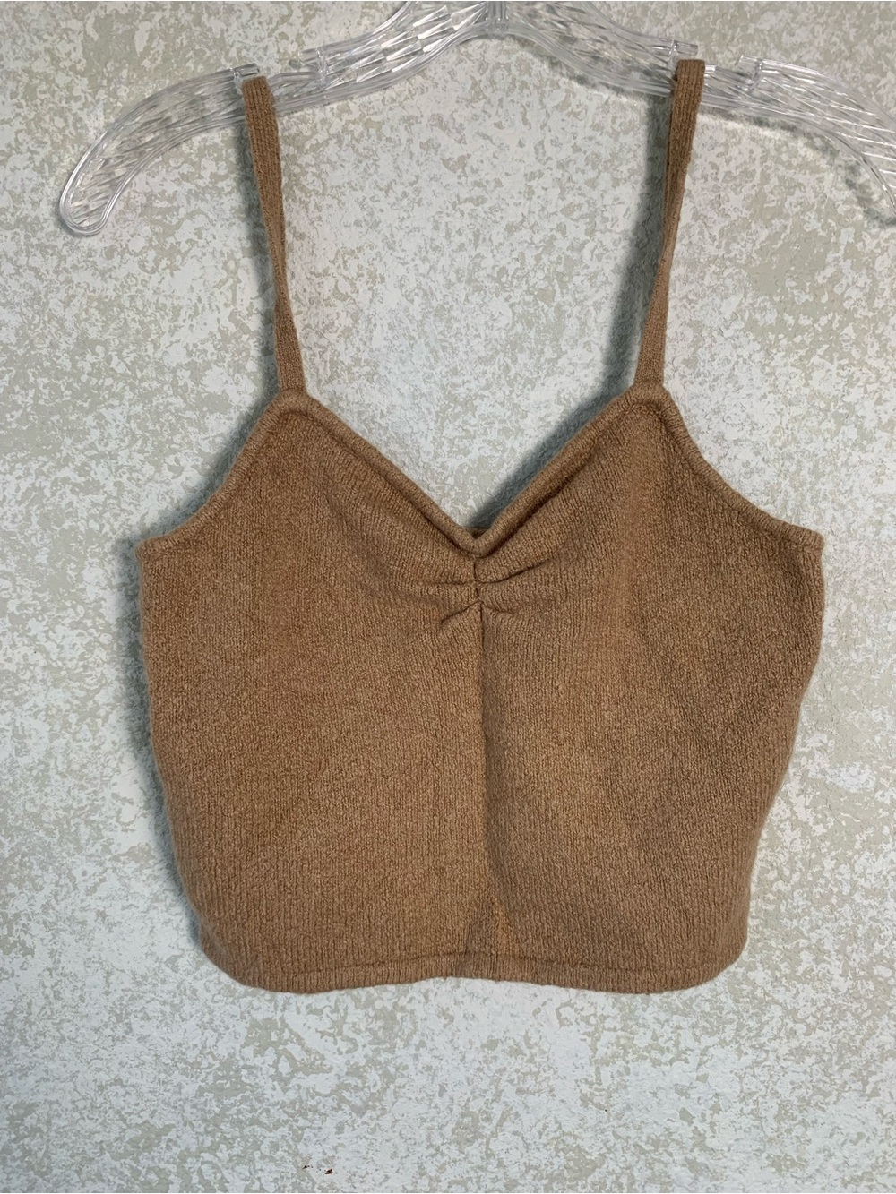 Madewell Tan Knit Ruched V-Neck Cami Woolblend Medium